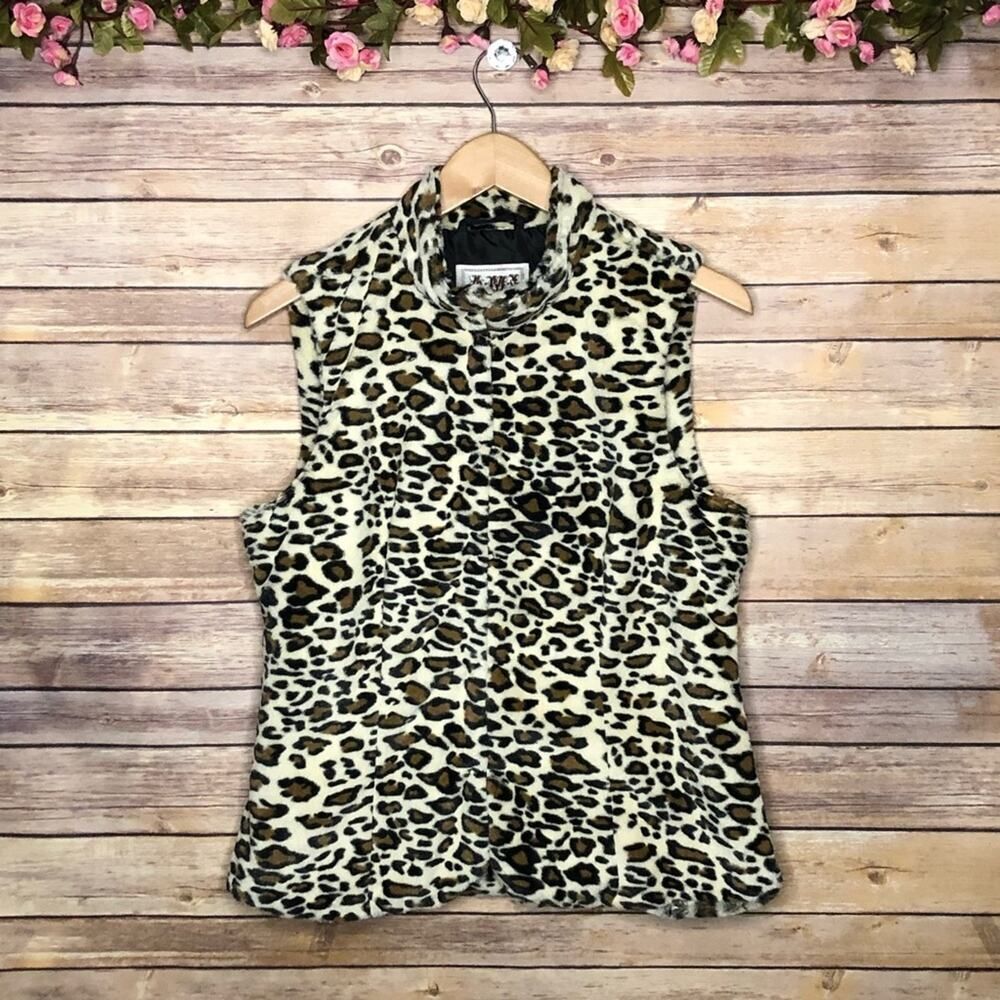 AMI Leopard Print Faux Fur Vest